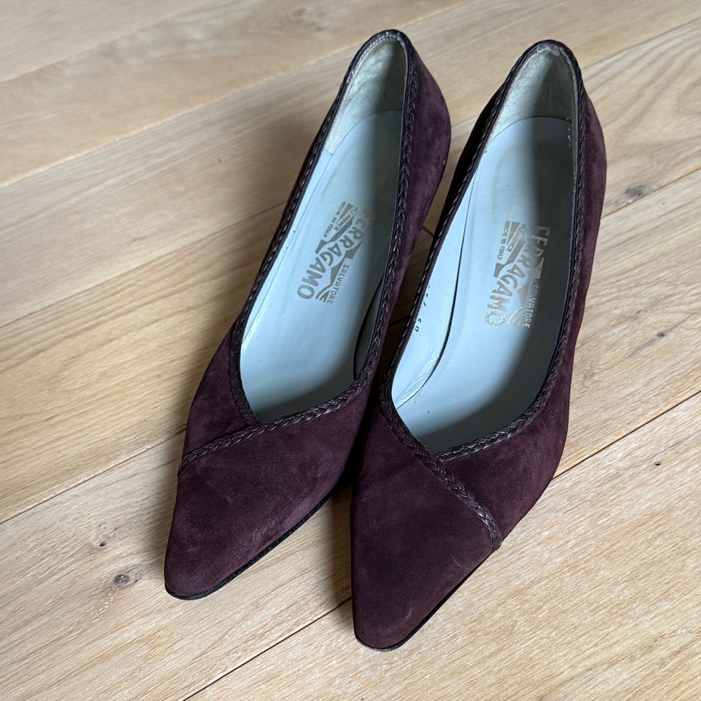 Salvatore Ferragamo Women's Burgundy Suede Heels